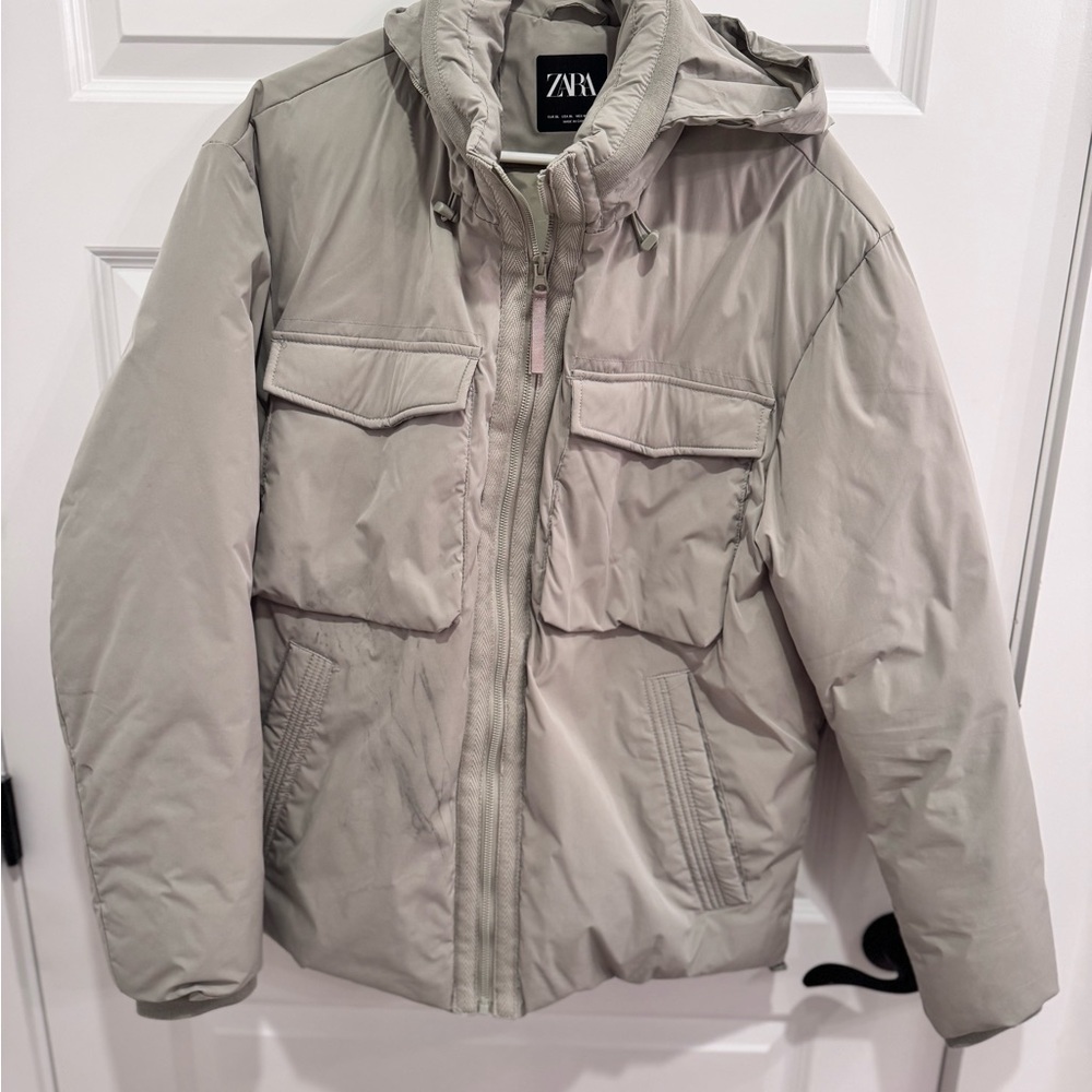 Zara Men's Tan Puffer Coat